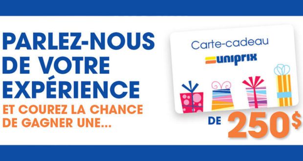 7 cartes-cadeaux Uniprix de 250 $ chacune