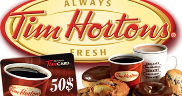 Carte cadeau Tim Hortons de 50$