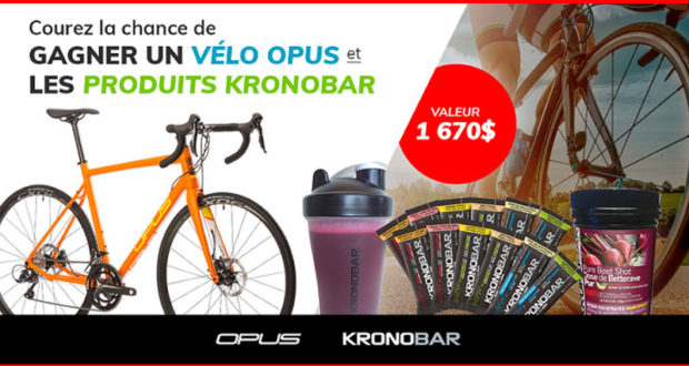 Un vélo OPUS et des produits Kronobar - Valeur de 1670$