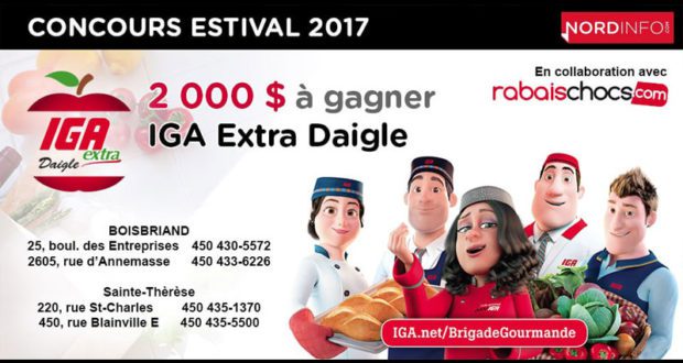 2000$ en carte cadeau chez IGA Daigle