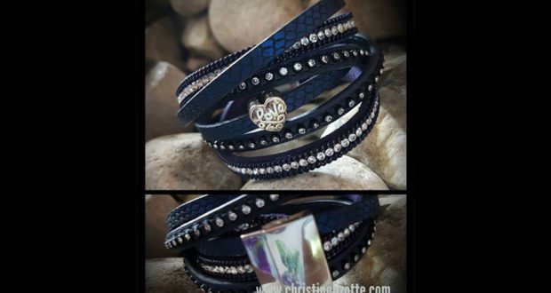 Bracelet manchette avec lanières en cuir