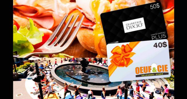 Carte-cadeau Quartier DIX30 de 50$ et Carte Oeuf & Cie de 40$