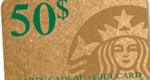 Chèque cadeau Starbucks de 50$