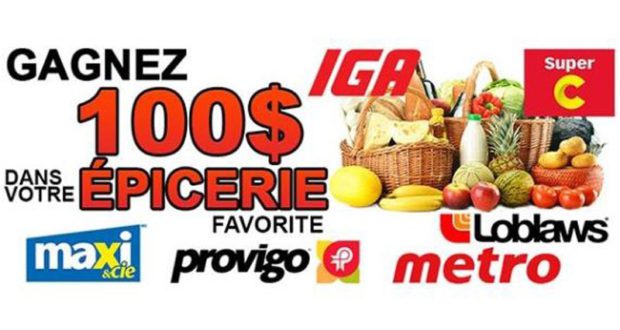 Courez la chance de gagner 100$ en épicerie