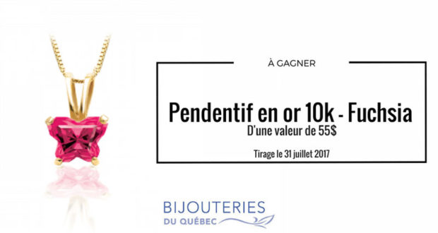 Pendentif en or 10K - Fuchsia offert par les Bijouteries du Québec