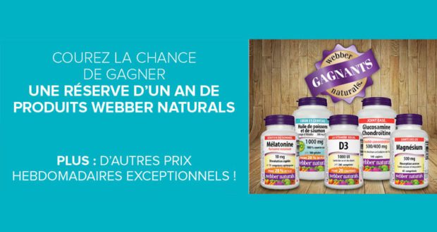 Un approvisionnement d’un an en produits Webber Naturals