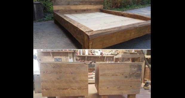 Une commode 4 tiroirs, 2 tables de chevet et un lit queen