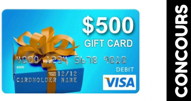 Cartes-cadeaux prépayées Visa de 500 $