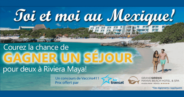 Gagnez un voyage tout inclus pour 2 à Riviera Maya