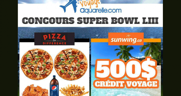 500$ en crédit voyage Sunwing et Repas Super Bowl