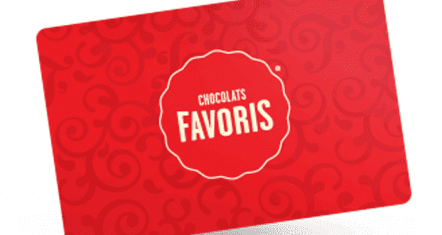 Carte-cadeau de Chocolats Favoris d'une valeur de 50$