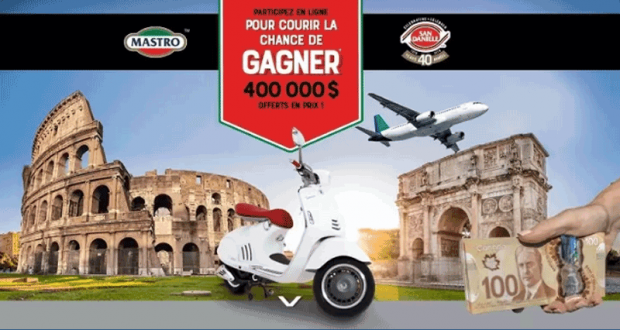 Gagnez 25 voyages en Italie - 10 scooters Vespa - 95 prix de 1000$