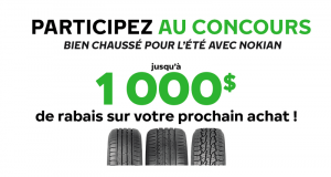 1000$ à l'achat de quatre pneus neufs Nokian Tyres