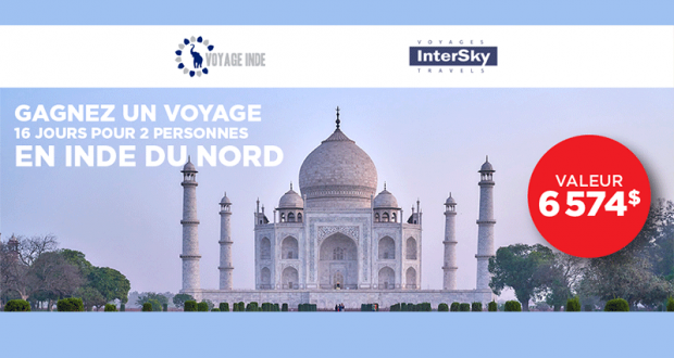 Gagnez un voyage de 16 jours pour 2 personnes en Inde du nord