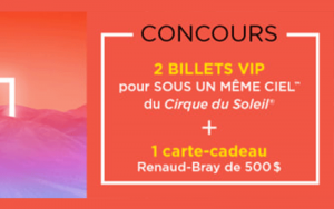 Carte-cadeau Renaud-Bray de 500 $ + 2 billets VIP de 500 $