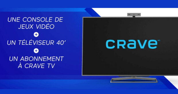 Téléviseur 40 pouces - Console de jeu et un abonnement de CRAVE TV