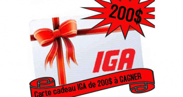 Deux cartes-cadeaux IGA de 200$ chacune