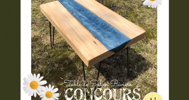 Table de salon rivière bleu métallique
