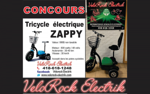 Un tricycle électrique ZAPPY pour adulte (Valeur de 999$)