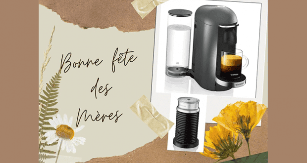 Une machine Nespresso Vertuo Plus + mousseur à lait Aeroccino