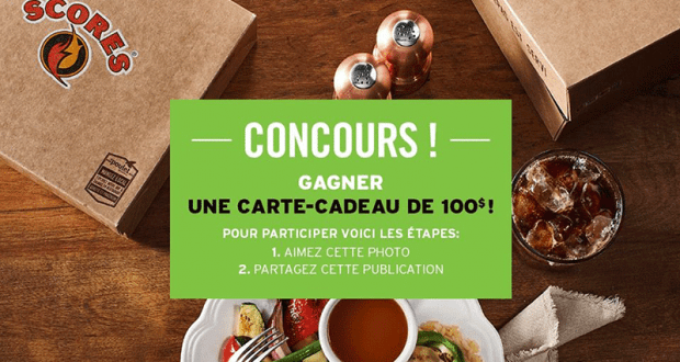 4 cartes-cadeaux Scores de 100 $