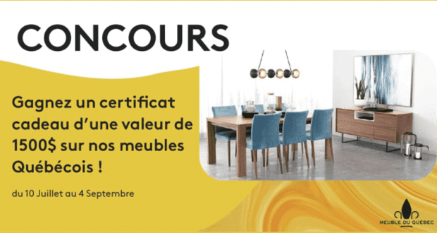 1500$ valable sur nos Meubles Québécois