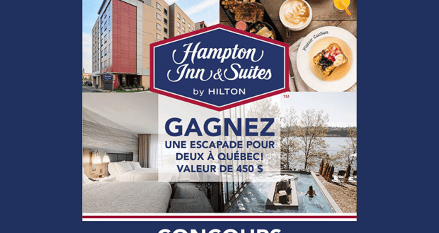 2 nuitées pour deux au Hampton Inn & Suites Saint-Romuald