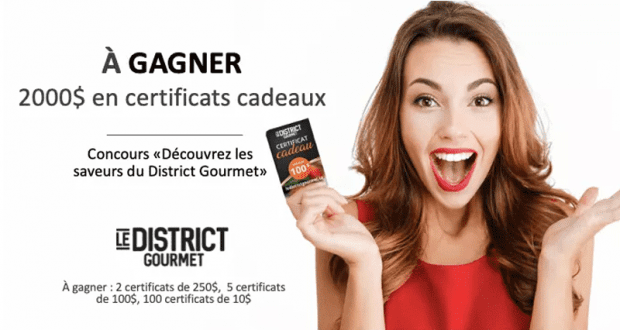 Gagnez 2000$ en certificats cadeaux