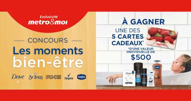 5 Cartes-cadeaux Metro de 500$ chacune