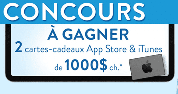 2 cartes-cadeaux app Store & Itunes de 1 000$ chacune