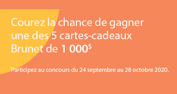 5 cartes-cadeaux Brunet de 1000$