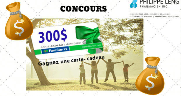 Une carte cadeau Familiprix de 300$