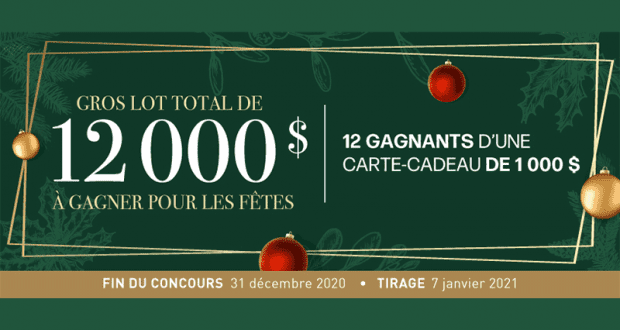 Gagnez 12 cartes-cadeau Linen Chest de 1000$ chacune