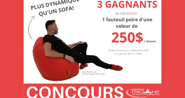 3 fauteuil poire d’une valeur de 250$ chacun