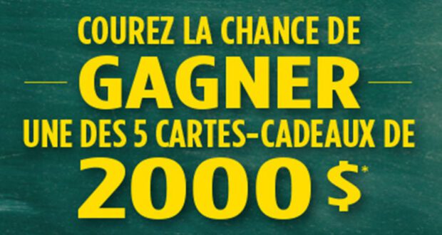 Gagnez 5 cartes VISA prépayées de 2000 $ chacune