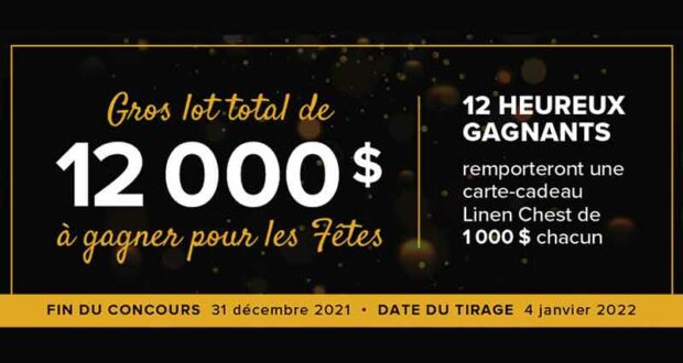 Gagnez 12 000 $ en cartes-cadeaux Linen Chest