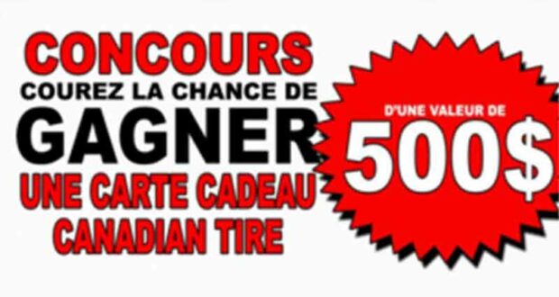 Gagnez 5 cartes cadeau Canadian Tire de 500 $ chacune