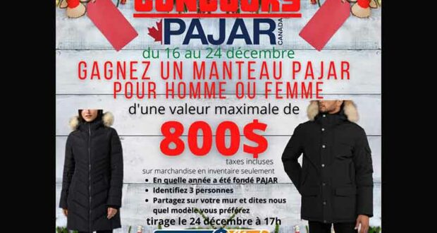 Gagnez un manteau Pajar d’une valeur de 800 $