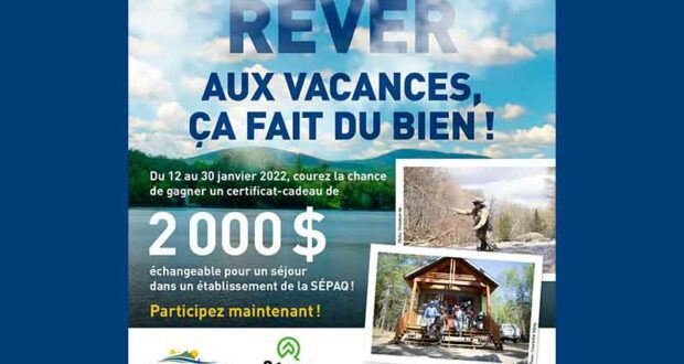 Gagnez 2000 $ pour un séjour dans un établissement de la SÉPAQ