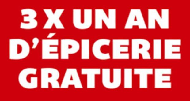 Gagnez 3 grands prix d’un an d’épicerie (14 000 $ chacun)