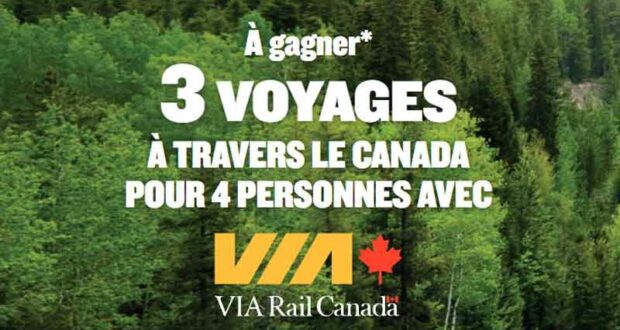 Gagnez 3 voyages à travers le Canada (Valeur de 33.335 $ chacun)