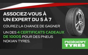 Gagnez 4 certificats-cadeaux Nokian Tyres de 1000 $ chacun