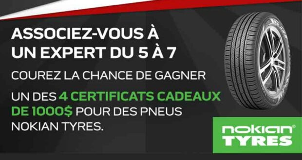 Gagnez 4 certificats-cadeaux Nokian Tyres de 1000 $ chacun