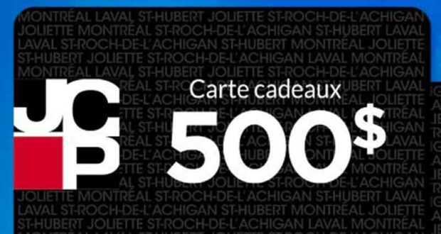 Gagnez 2 cartes cadeaux JC Perreault de 500 $