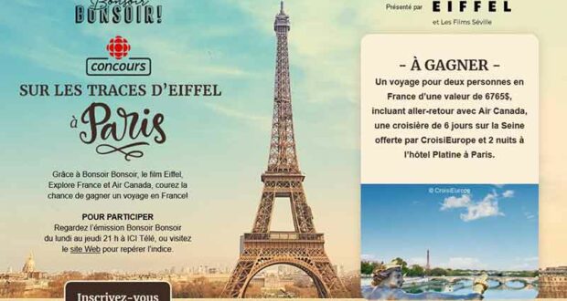 Gagnez Un voyage pour deux personnes en France (Valeur de 6765 $)