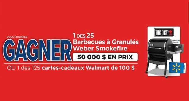 Gagnez 25 barbecues Weber Smokefire (1500 $ chacun)