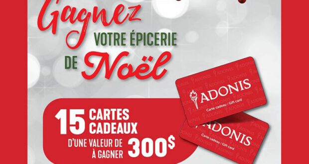 Gagnez 15 Cartes Cadeaux Adonis de 300 $