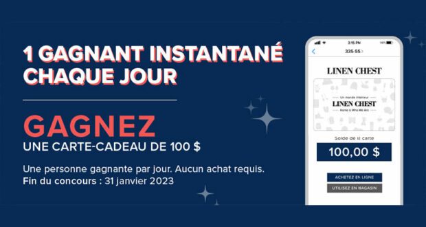 Gagnez 22 cartes-cadeaux Linen Chest de 100 $