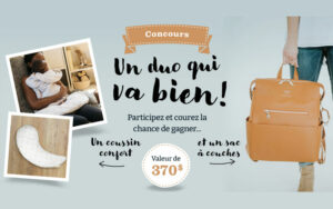 Gagnez Un coussin confort + Sac à couche en cuir (370 $)