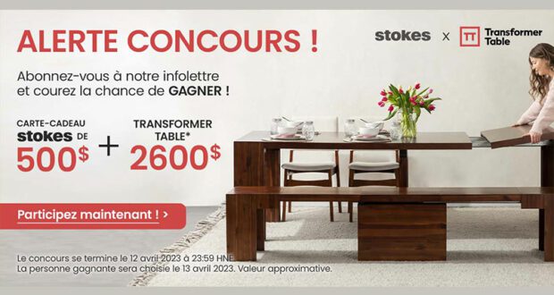 Une table de Transformer Table de 2600 $ à gagner